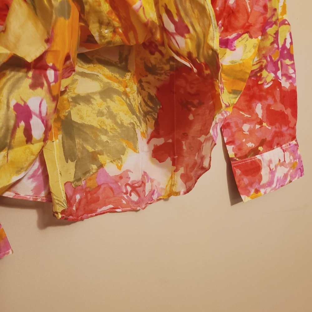 J. Crew Factory | Women's Floral Print The Perfect Button-Down Shirt (Size XL) - Picture 8 of 11